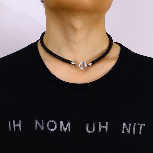 Collier De Corde En Cuir Pour Hommes En Acier Inoxydable Collier Co... on Productcaster.