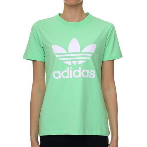 T-Shirt Vert Femme Adidas Trefoil on Productcaster.