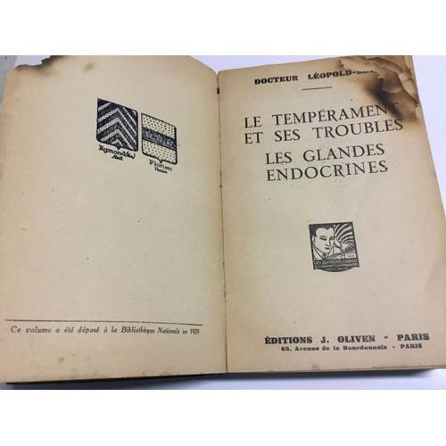 Le Tempérament Et Ses Troubles. Les Glandes Endocrines on Productcaster.