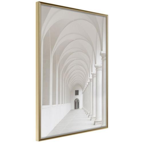 Paris Prix - Affiche Murale Encadrée "White Colonnade " 20 X 30 Cm Or on Productcaster.