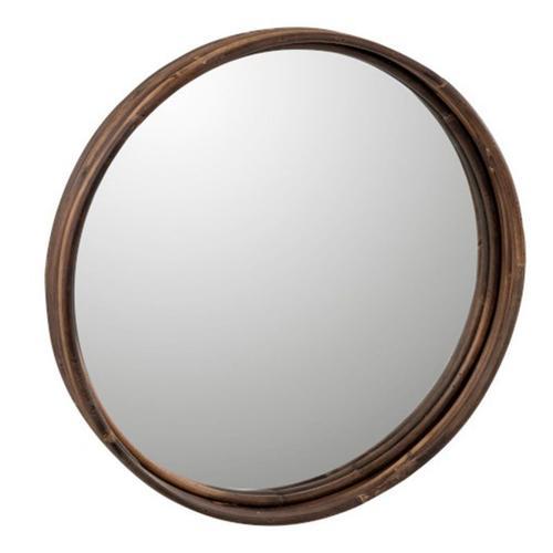 Paris Prix - Plateau & Miroir Design "rond & Rotin" 40cm Marron on Productcaster.