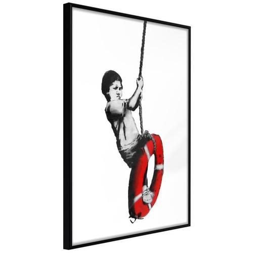 Paris Prix - Affiche Murale Encadrée "Banksy Swinger" 30 X 45 Cm Noir on Productcaster.