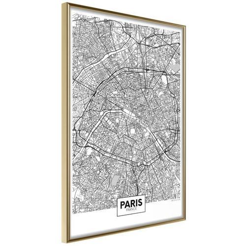 Paris Prix - Affiche Murale Encadrée "City Map Paris" 40 X 60 Cm Or on Productcaster.