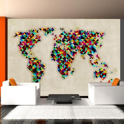 Paris Prix - Papier Peint "world Map A Kaleidoscope Of Colors" 270 ... on Productcaster.