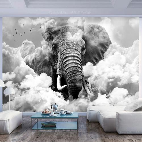 Paris Prix - Papier Peint "elephant In The Clouds Black & White" 14... on Productcaster.