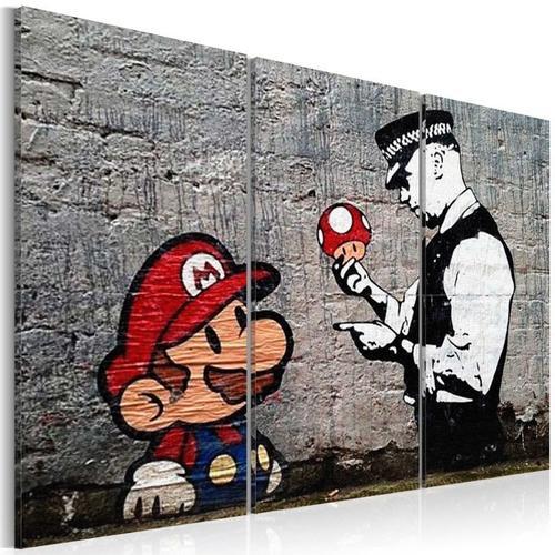 Paris Prix - Tableau Imprimé "super Mario Mushroom Cop - Banksy" 80... on Productcaster.