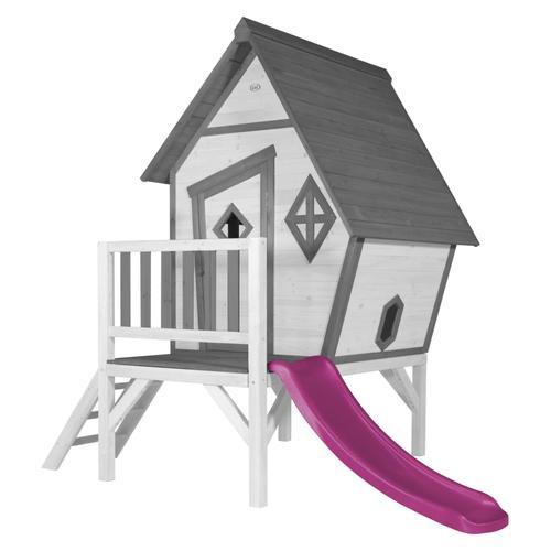 Axi Cabin Xl Maison Enfant Avec Toboggan Violet | Aire De Jeux Pour... on Productcaster.