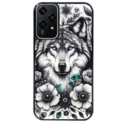 Coque Noire Pour Honor 200 Lite Loup Et Fleur on Productcaster.