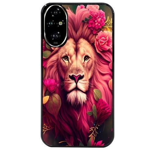 Coque Noire Pour Honor 200 5g Lion Fleur Rose on Productcaster.