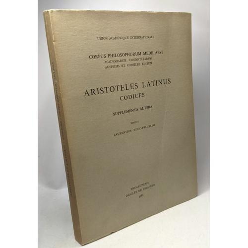 Supplementa Altera - Aristoteles Latinus Codices / Corpus Philosoph... on Productcaster.