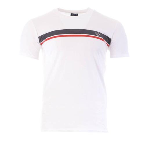 T-Shirt Blanc/Marine Homme Sergio Tacchini Stripe A on Productcaster.