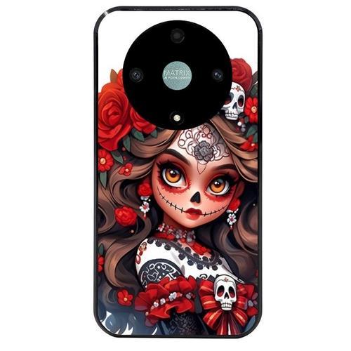 Coque Noire Pour Honor Magic 6 Lite Tete De Mort Calavera Rouge on Productcaster.