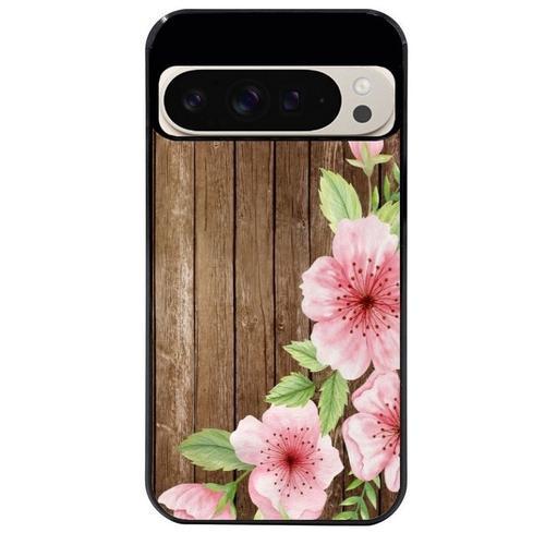 Coque Noire Pour Pixel 9 Pro Bois Fleur Rose on Productcaster.