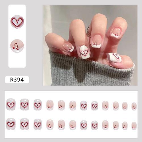 Ongles Artificiels À Pression Courte, 24 Pièces, Motif De Cerise En... on Productcaster.