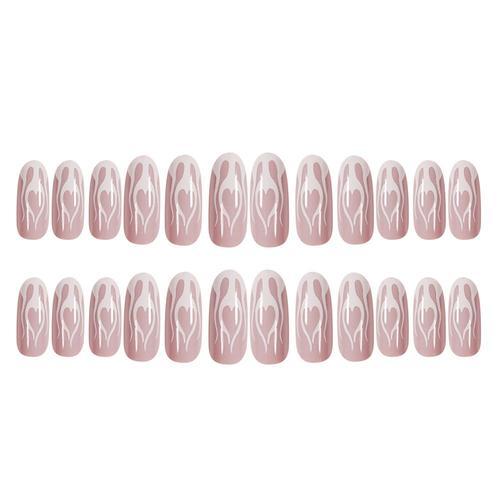 Faux Ongles Flammes Blanches Pour Femmes Et Filles, 24 Pièces, À Tê... on Productcaster.