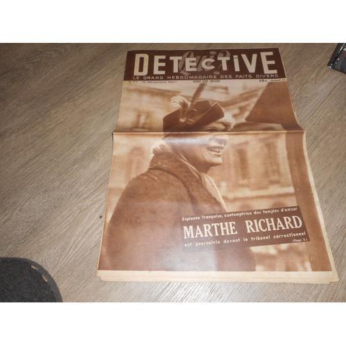 Qui Detective / 77 / 18 Decembre 1947 / Marthe Richard on Productcaster.