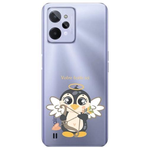 Coque Realme C31 Pingouin Cupidon Et Coeur Personnalise on Productcaster.