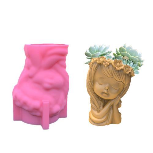 Moule De Vase En Ciment 3d Pour Fille Endormie, Pot De Fleur En Bét... on Productcaster.