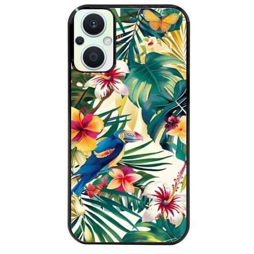 Coque Noire Pour Reno 8 Lite Perroquet Et Papillon on Productcaster.