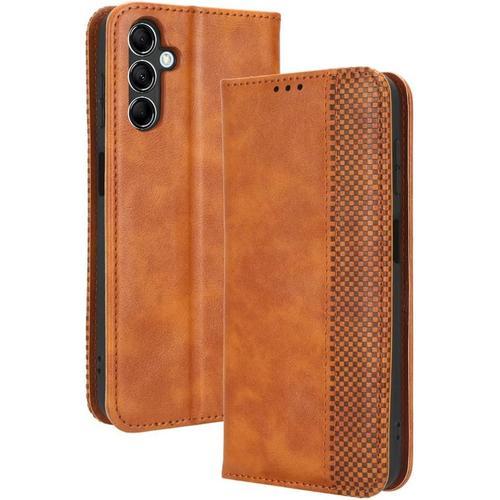 Rétro Coque Pour Samsung Galaxy M34 5g, Etui Portefeuille En Cuir F... on Productcaster.