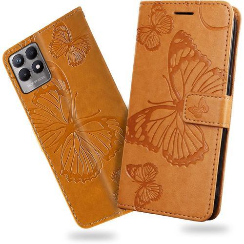 Coque Pour Oppo Realme 8i, Papillon Imprimé Housse En Cuir Pu Magné... on Productcaster.