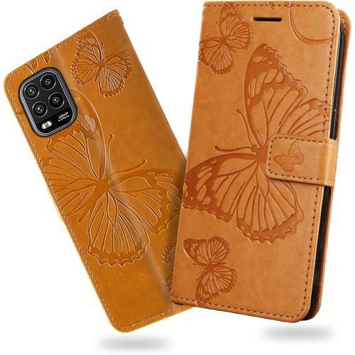 Coque Pour Xiaomi Mi 10 Lite 5g, Papillon Imprimé Housse En Cuir Pu... on Productcaster.