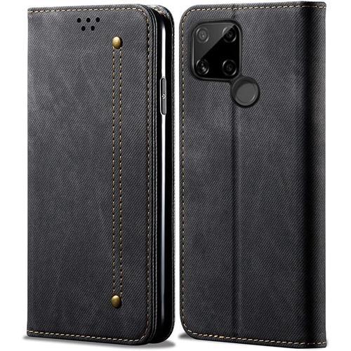 Coque Oppo Realme C21, Rétro Denim Housse En Cuir Magnétique Portef... on Productcaster.