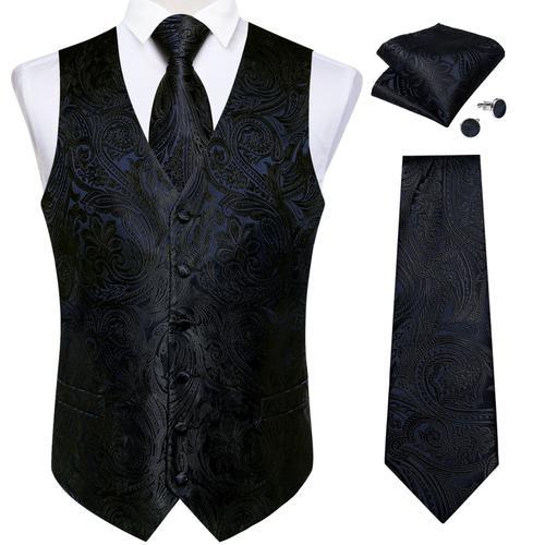 Ensemble Injglaaught Élégant Pour Hommes,Gilet Paisley,Bleu Industr... on Productcaster.