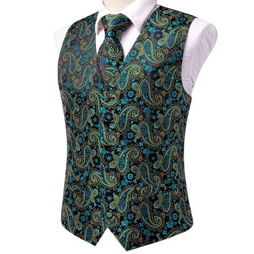 Injaught Jacquard Paisley Fibjacket Set Pour Hommes,Gilet Trempé,Bo... on Productcaster.