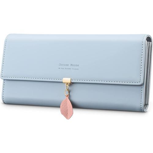 Bleu clair-Portefeuille Femme Cuir, Porte-Monnaie Grand Porte-chéqu... on Productcaster.