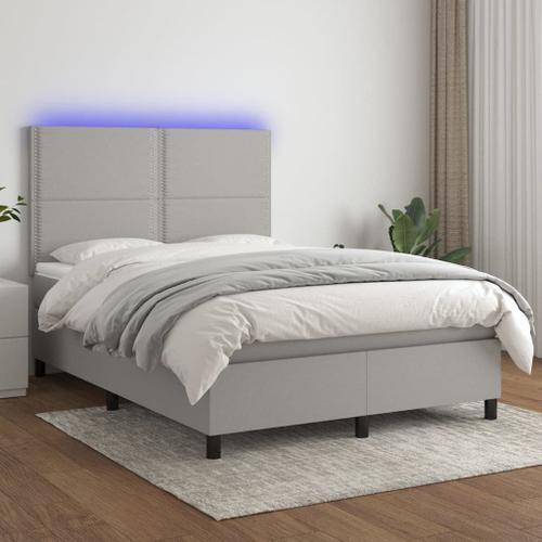 Vidaxl Sommier Tapissier Et Matelas Et Led Gris Clair 140x190 Cm Ti... on Productcaster.