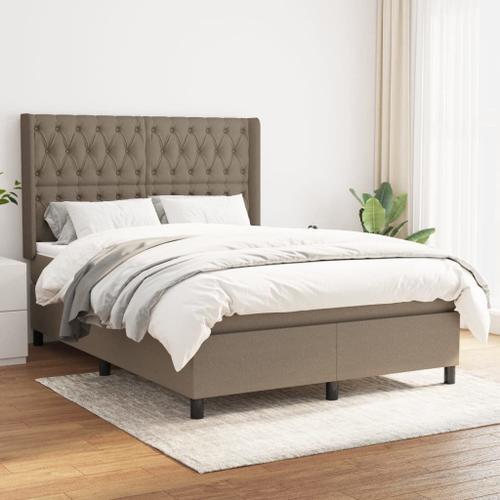 Vidaxl Lit À Sommier Tapissier Avec Matelas Taupe 140x200 Cm Tissu on Productcaster.