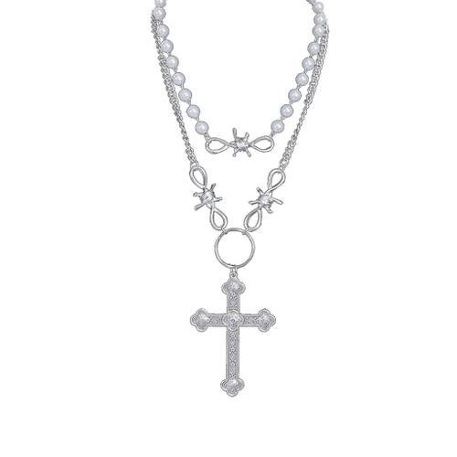 Thorn Clavicule Chain Perle-Cross-Pendentif Choker Statement Neckla... on Productcaster.