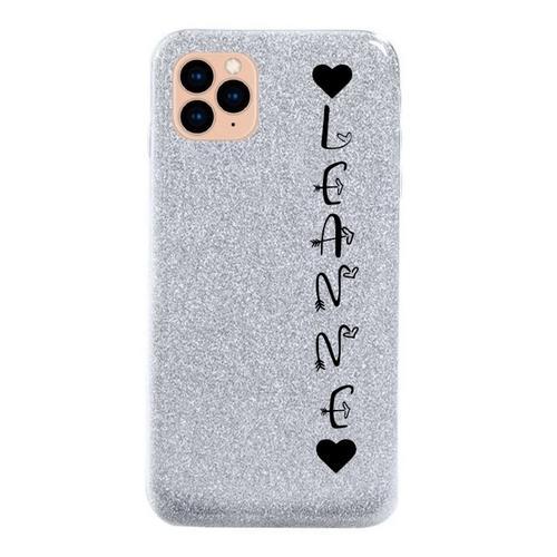 Coque Iphone 11 Paillettes Argent Prenom Police 20 Coeur on Productcaster.