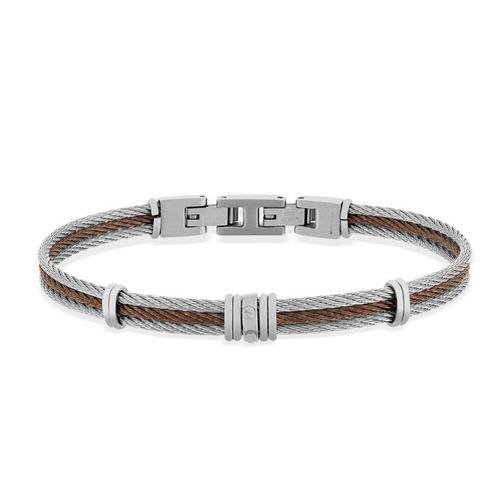 Bracelet Homme Acier Câble Marron Et Gris on Productcaster.