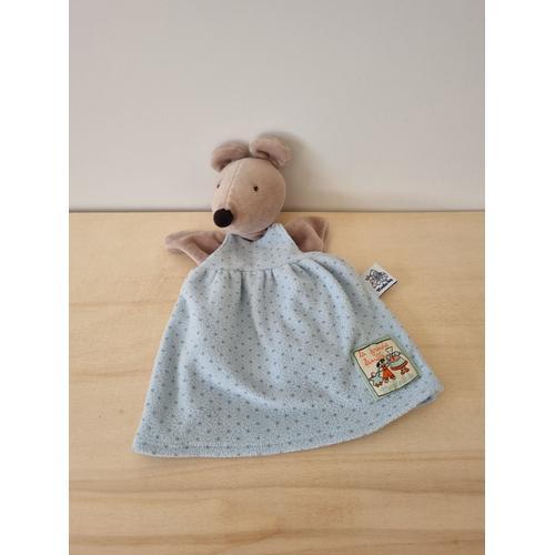 Doudou Souris Marionnette Robe Bleu La Grande Famille Moulin Roty on Productcaster.