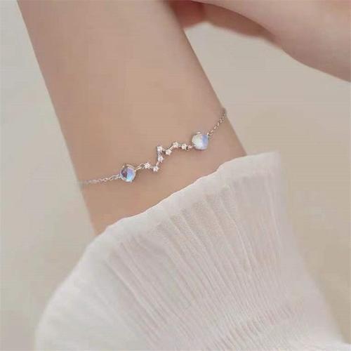 Bracelet En Pierre De Lune En Argent Sterling 925, Perles Rondes, B... on Productcaster.