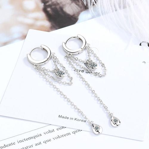 Boucles D'oreilles Pampilles En Cristal Et Argent Sterling 925, Per... on Productcaster.