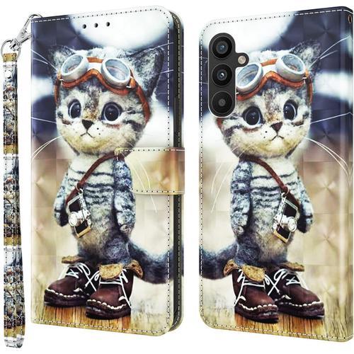 Coque Pour Samsung Galaxy A34 5g, Étui Portefeuille En Cuir Pu Avec... on Productcaster.