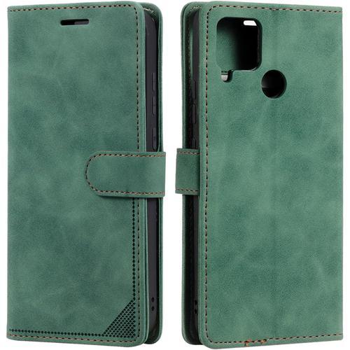 Coque Pour Oppo Realme C15, Housse En Cuir Pu Premium, Etui À Rabat... on Productcaster.