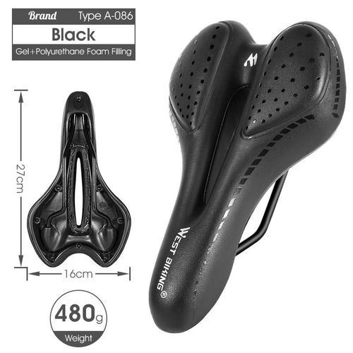 Selle De Vélo Confortable En Cuir Pu Avec Coussin En Éponge Et Gel ... on Productcaster.