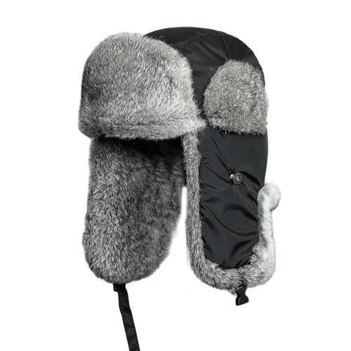 Chapeau De Bombardier En Fourrure De Lapin Véritable Russe Pour Hom... on Productcaster.