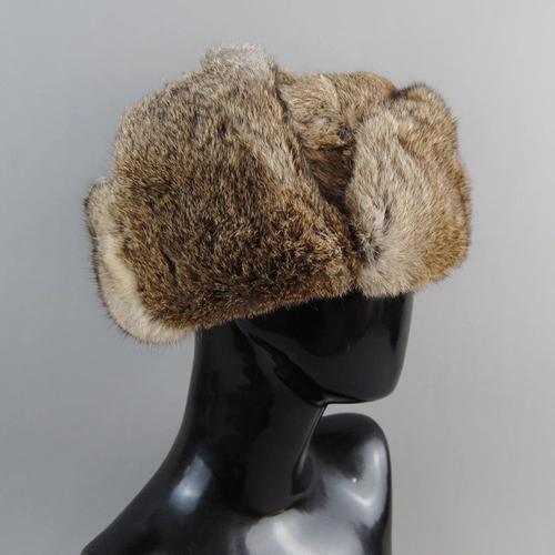 Chapeau de bombardier en fourrure de lapin naturel unisexe,casquett... on Productcaster.