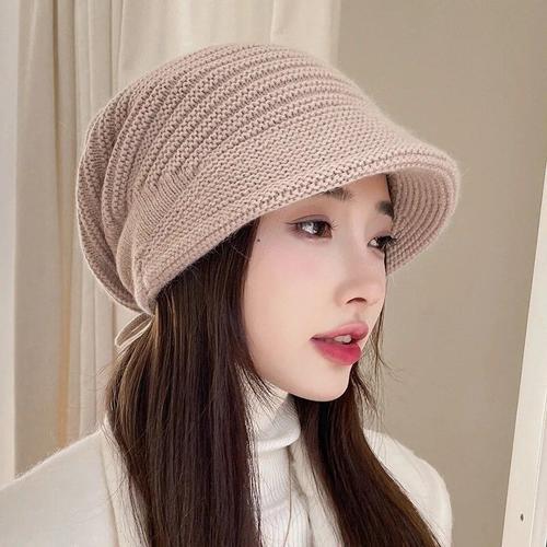 Chapeau En Tricot De Poils De Lapin Pour Femme,Double Épaisseur,Pep... on Productcaster.