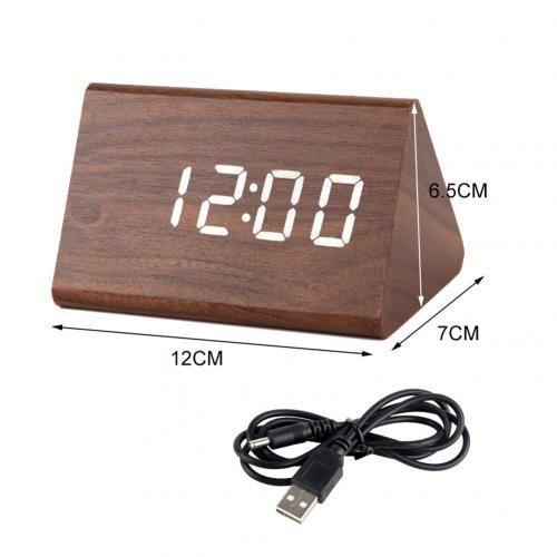 Réveil LED en bois,horloge numérique,affichage de la température et... on Productcaster.