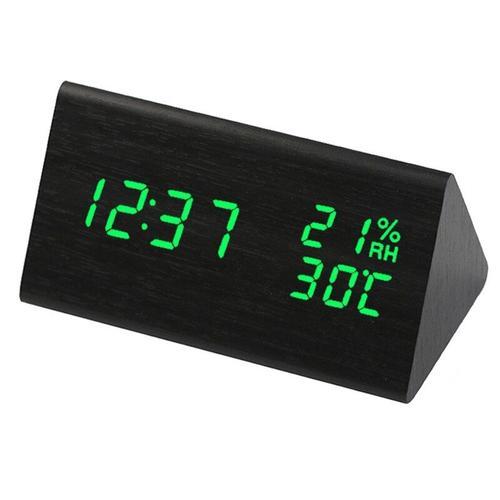 Réveil LED en bois,commande vocale,horloge numérique électronique d... on Productcaster.