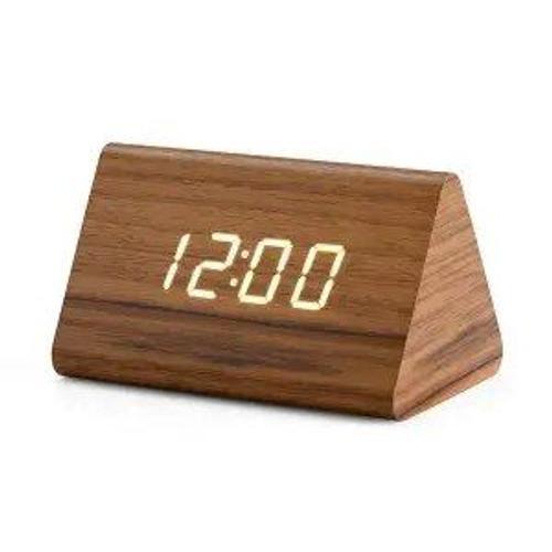 Réveil électronique LED en bois,horloge de Table numérique,réveil d... on Productcaster.