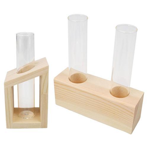 Jardinière De Vase À Essai En Verre Avec Support En Bois, Pots De F... on Productcaster.