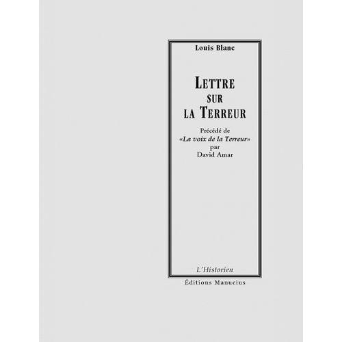 Lettre Sur La Terreur - Précédé De La Voix De La Terreur on Productcaster.