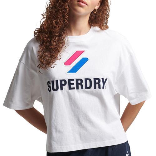 T-Shirt Blanc Femme Superdry Stacked Boxy on Productcaster.